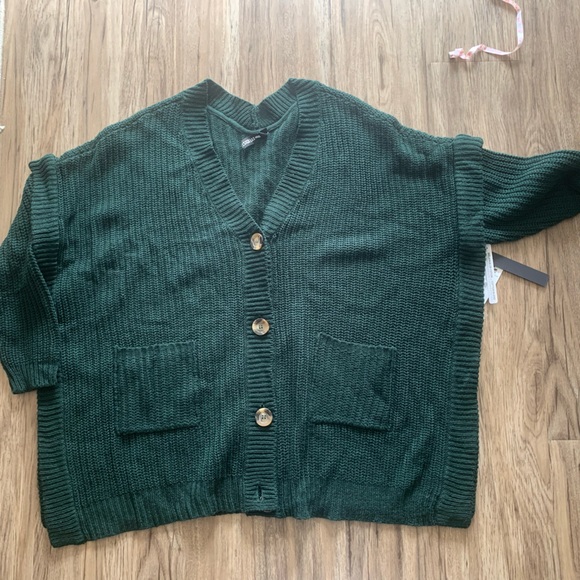 Design lab oversized sweater - poncho fits XL-3X - forest green - cotton blend - Picture 2 of 10